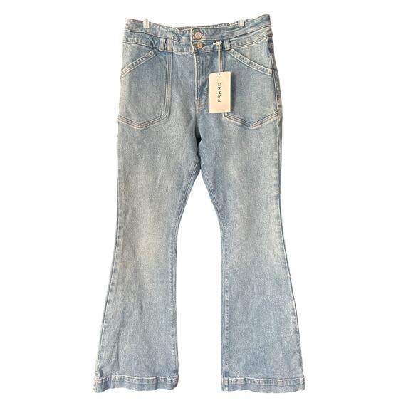 FRAME Double Button Flare Jeans Light Wash – Size 33 NWT - Picture 5 of 8